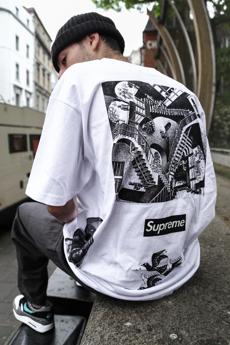 M.C. Escher Supreme London T-shirts Hoodies Anorak Jackets Lance Walsh Nike Air More Uptempo Suptempo