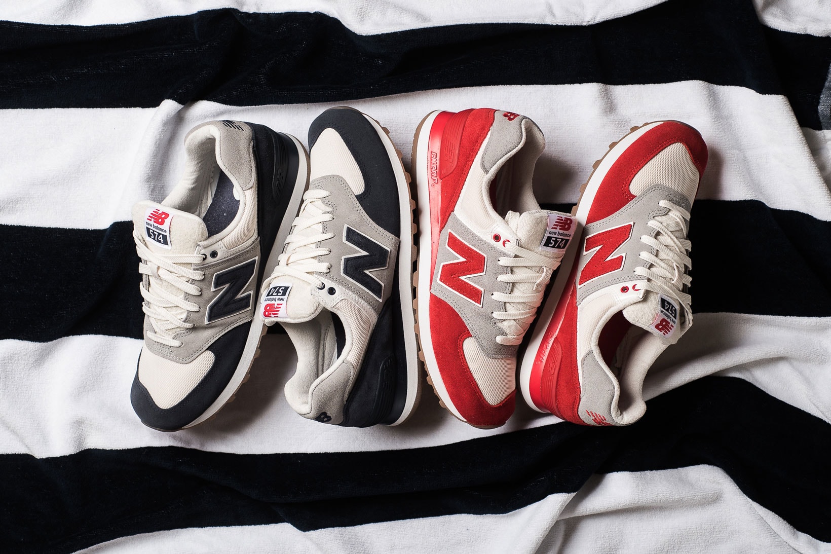 New Balance 574 Terry Cloth Pack Navy Red White Towel