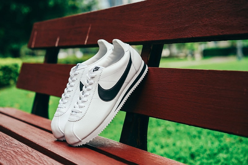 Nike Classic Cortez Leather Nylon Black White Navy