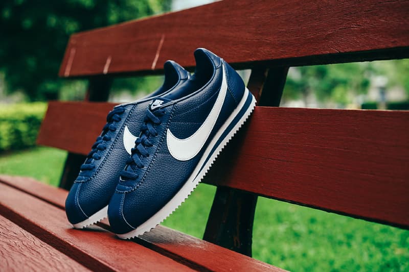 Nike Classic Cortez Leather Nylon Black White Navy