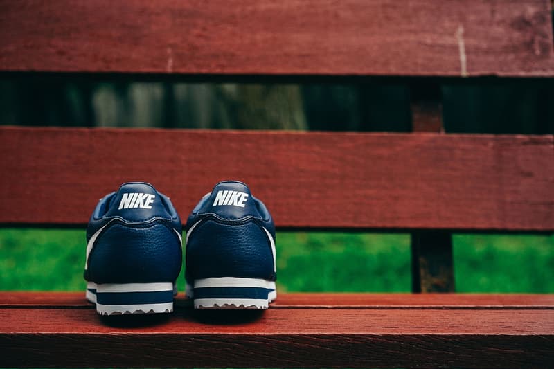 Nike Classic Cortez Leather Nylon Black White Navy