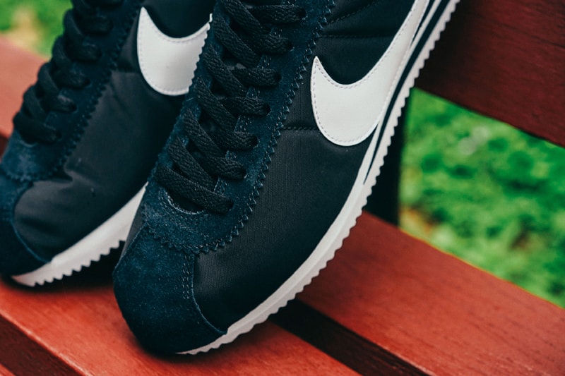 Nike Classic Cortez Leather Nylon Black White Navy