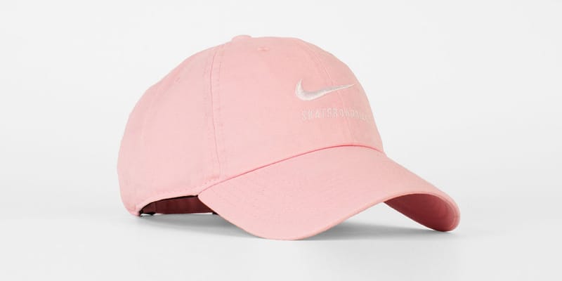 white and pink nike hat