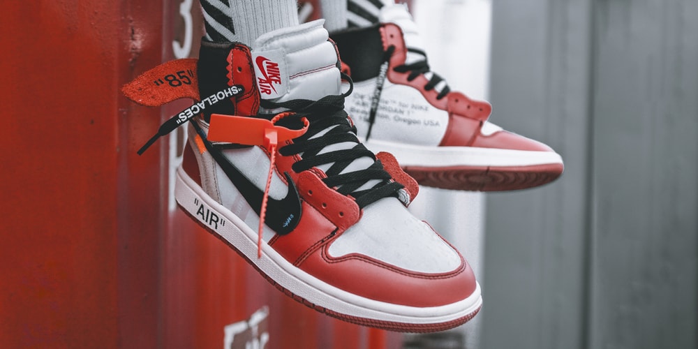 Download The Limited-Edition Off White Jordan 1 Sneakers Wallpaper