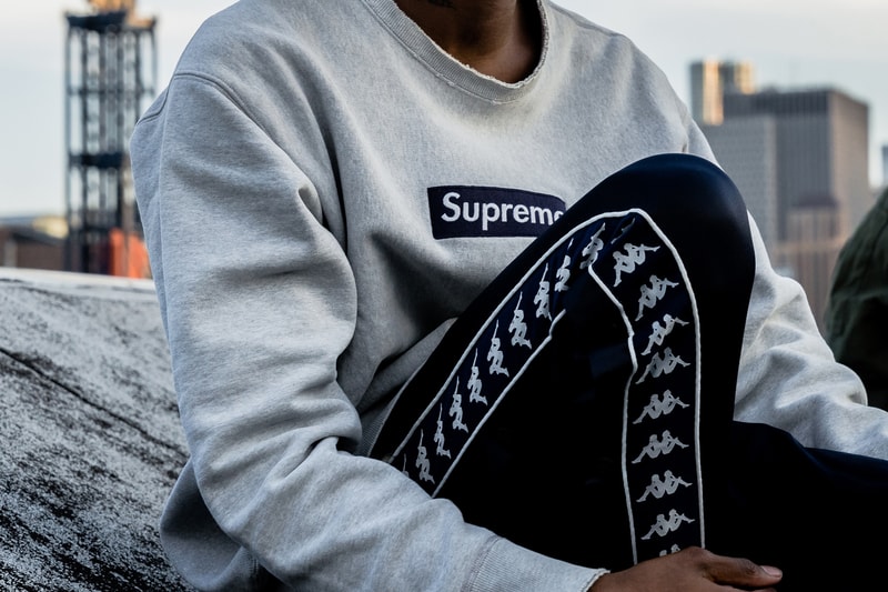 Streetsnaps Playboi Carti Supreme Crewneck Grey Kappa Pants Navy