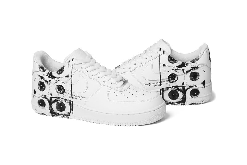 Supreme COMME des GARÇONS SHIRT Nike Air Force 1 Low White Black Eyeballs Collaboration Variant