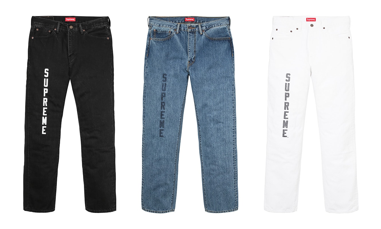 Supreme x Levi's 2017 Jeans Black Indigo White Front