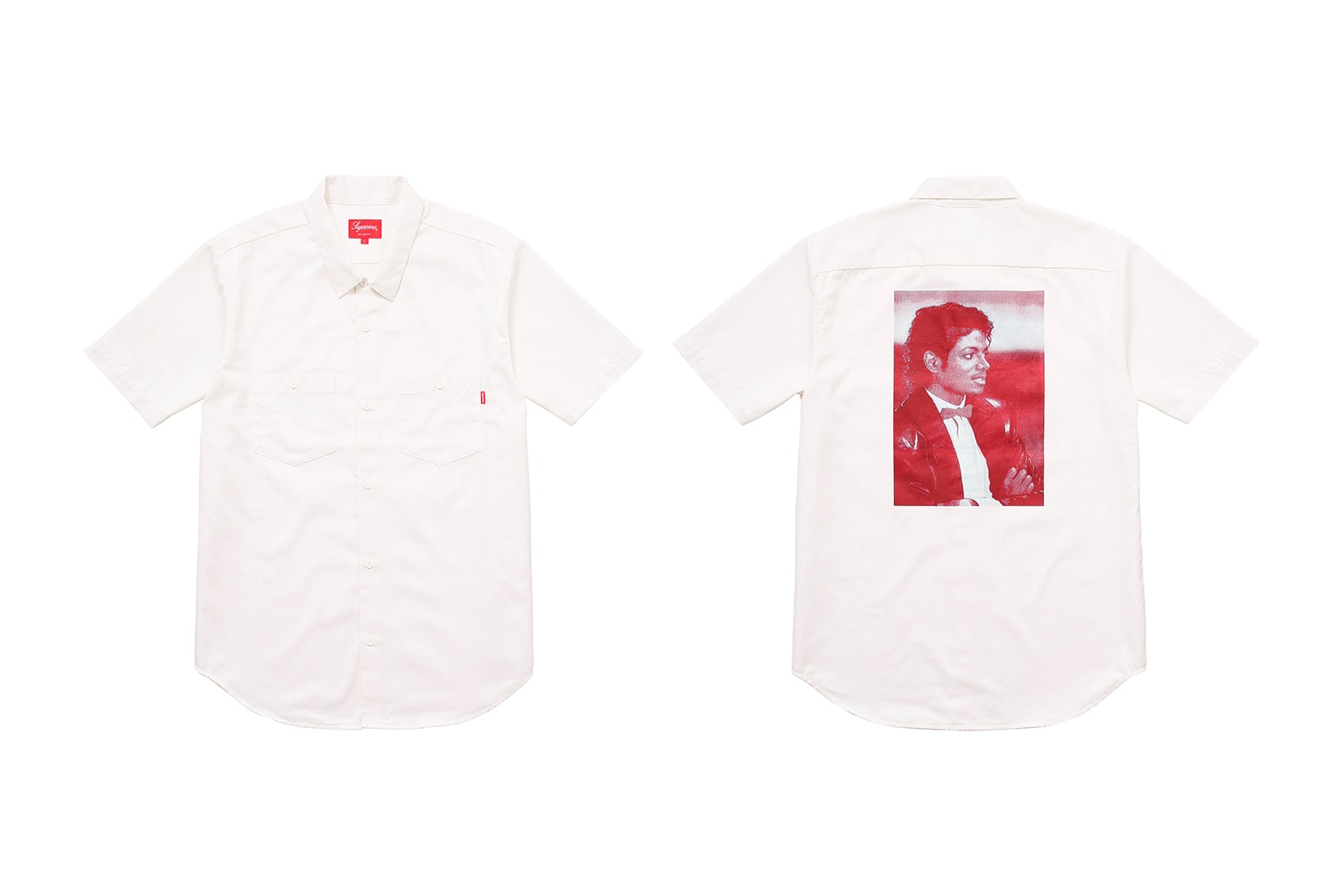Supreme Michael Jackson 2017 Collection Short Sleeve Work Shirt White Front Back