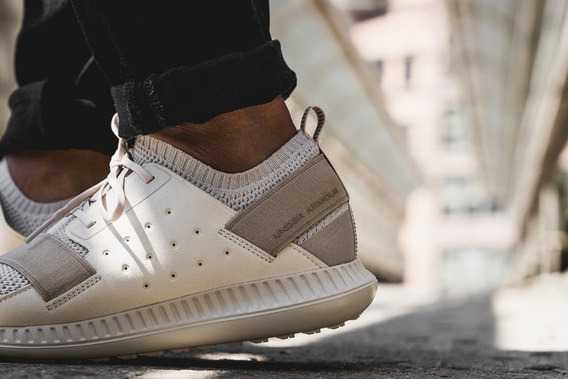 Under Armour Threadborne Shift Sneaker beige side view