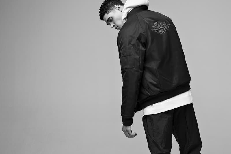Jordan Brand 2017 Fall Collection Tech Fleece Hoodie Bomber Jacket Black White
