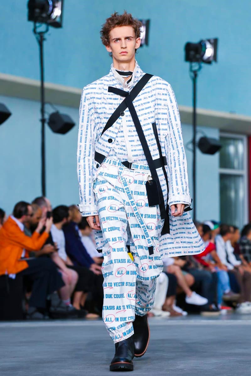 Sacai 2018 Spring/Summer Collection Paris Fashion Week Men's Runway Show ss18 pfw Chitose Abe Lawrence Weiner all in due course as in vector stasis