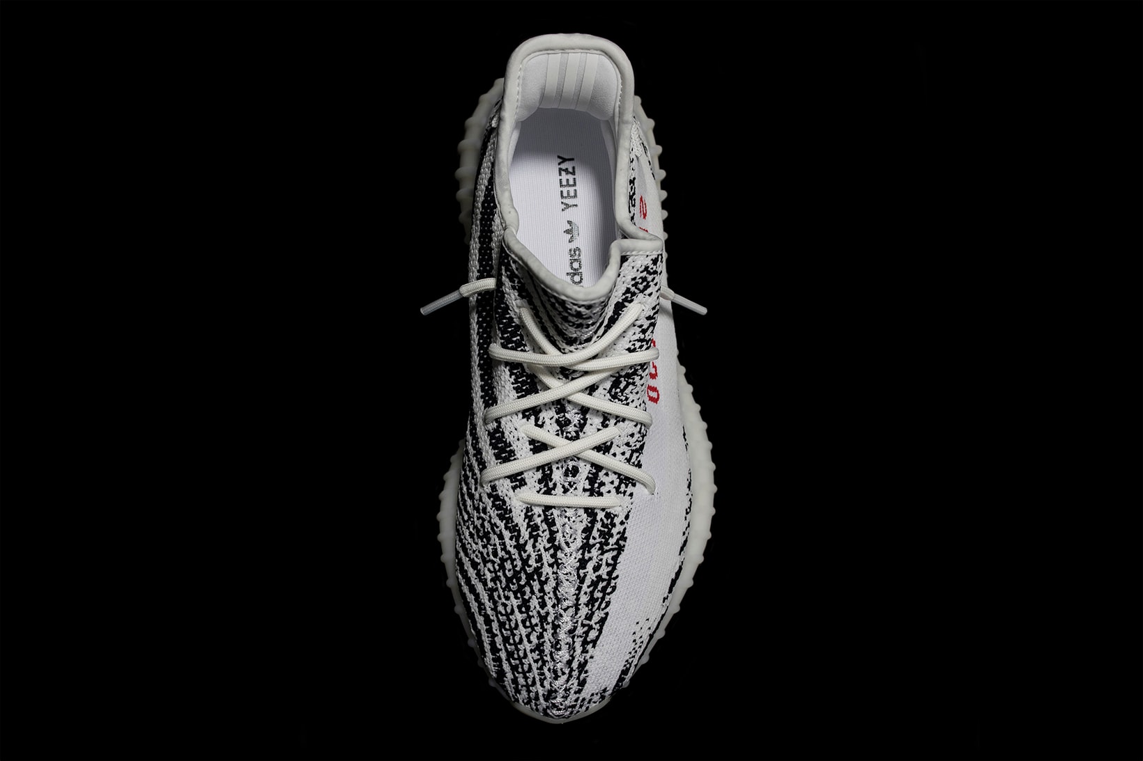 adidas Originals YEEZY BOOST 350 V2 Zebra Available at GOAT overhead view