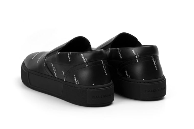 Balenciaga Logo Slip-ons Black White