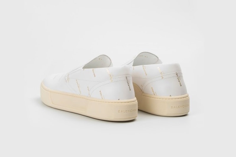 Balenciaga Logo Slip-ons Black White