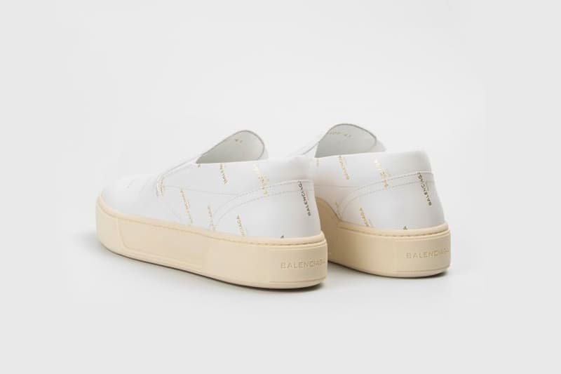 Balenciaga Logo Slip-ons Black White
