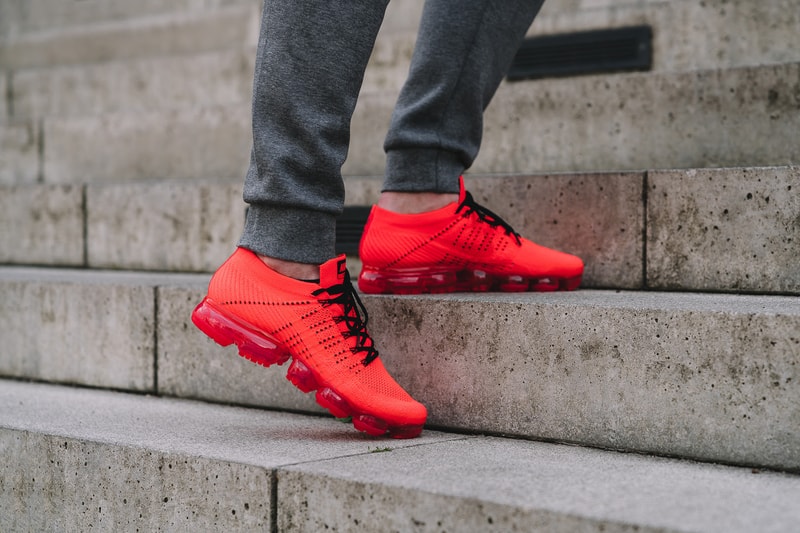 CLOT Nike Air VaporMax Flyknit On Feet Red Edison Chen Limited Edition