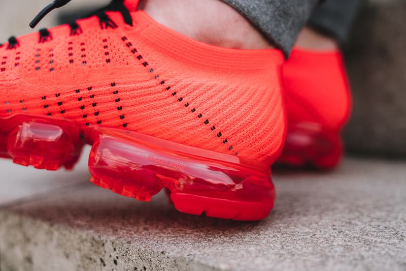 CLOT Nike Air VaporMax Flyknit On Feet Red Edison Chen Limited Edition