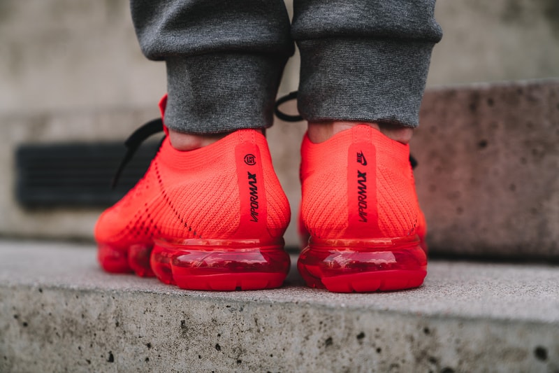 CLOT Nike Air VaporMax Flyknit On Feet Red Edison Chen Limited Edition