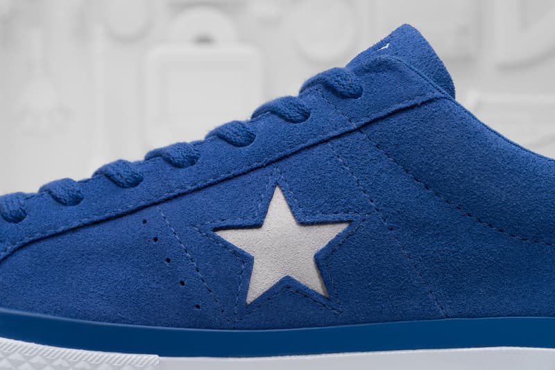 Converse x colette x Club 75 Triple C Collaboration One Star blue side close up