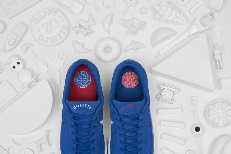Converse x colette x Club 75 Triple C Collaboration One Star blue overhead shot