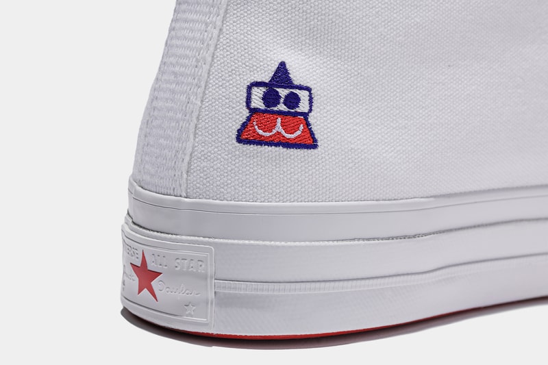 Converse x colette x Club 75 Triple C Collaboration white Chuck Taylor '70s embroidered heel closeup