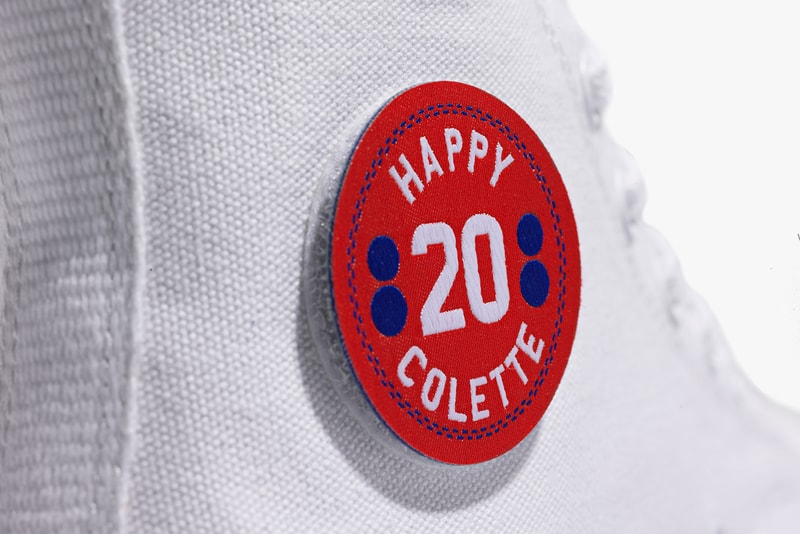 Converse x colette x Club 75 Triple C Collaboration white Chuck Taylor '70s velcro patch close up