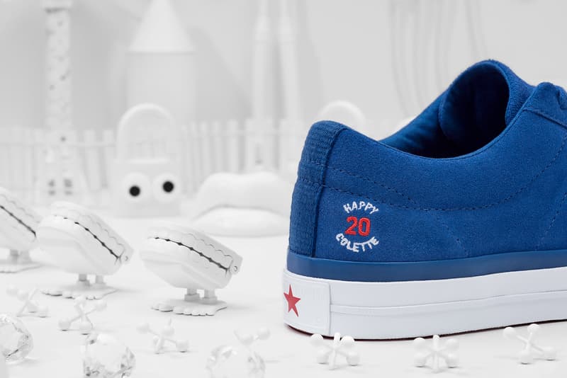 Converse x colette x Club 75 Triple C Collaboration One Star blue other heel close up