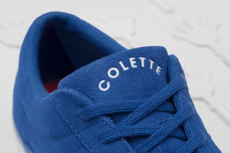 Converse x colette x Club 75 Triple C Collaboration One Star blue tongue close up