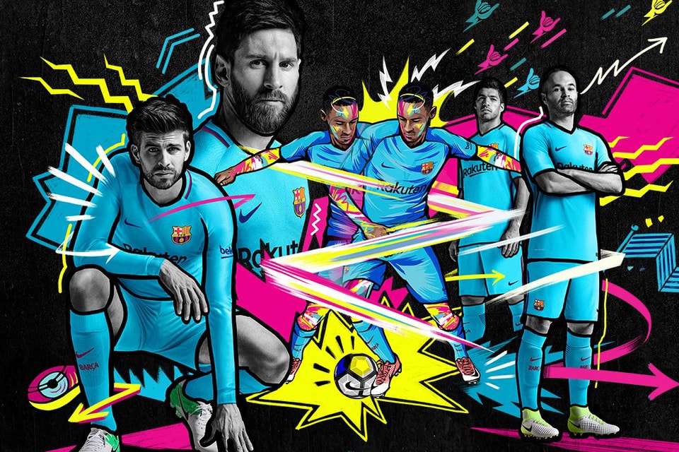 Fc Barcelona S 17 18 Blue Nike Away Kit Hypebeast Fc Barcelona S 17 18 Blue Nike Away Kit Hypebeast