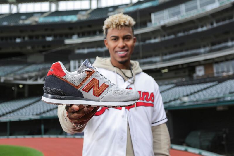 Francisco Lindor cleveland indians ss shortstop new balance 574 colors horween bc 12 red blue grey brown gold glove pepsi rawlings