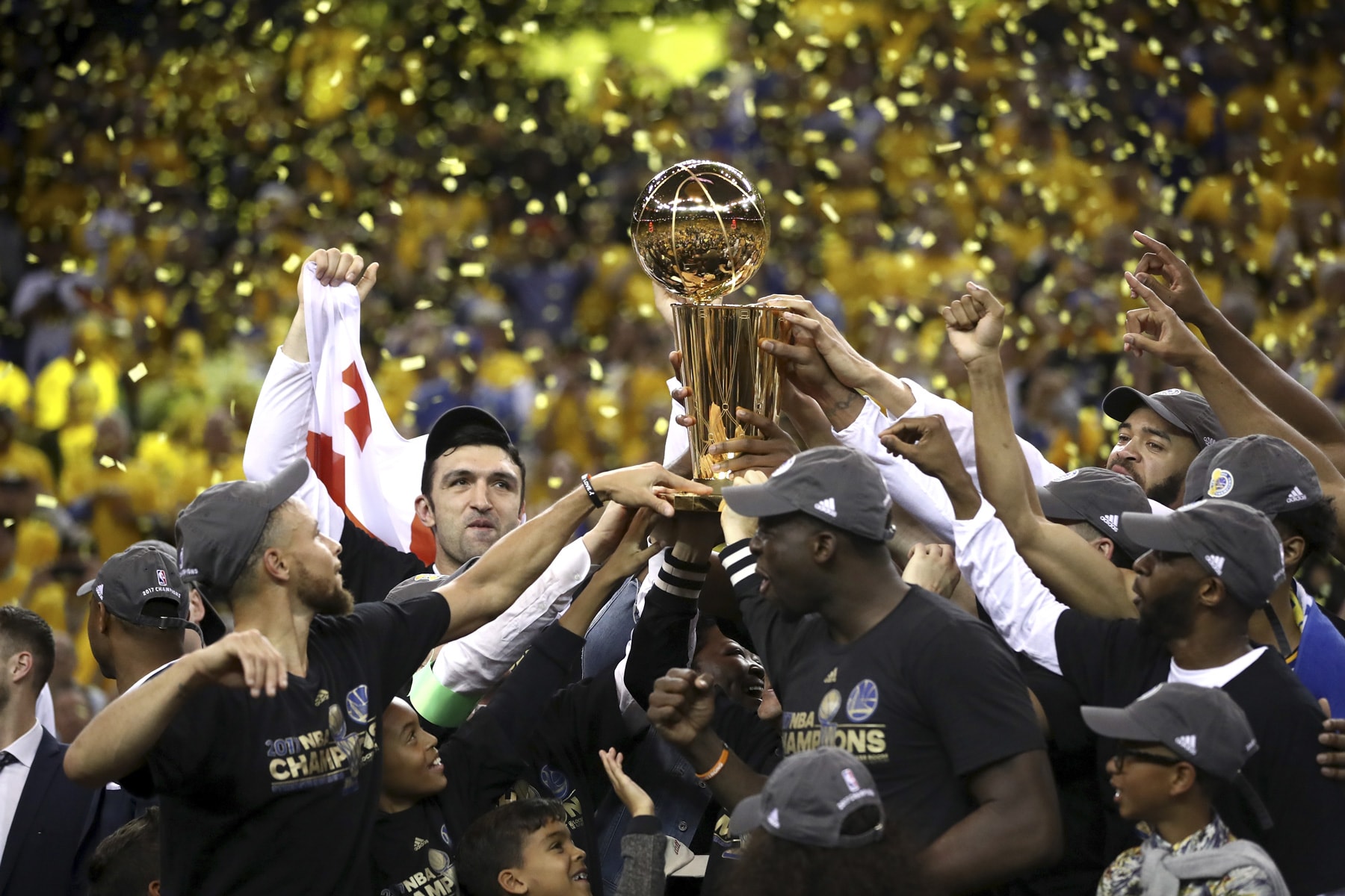 The Golden State Warriors Win the 2017 NBA Championship Basketball Stephen Curry Kevin Durant LeBron James
