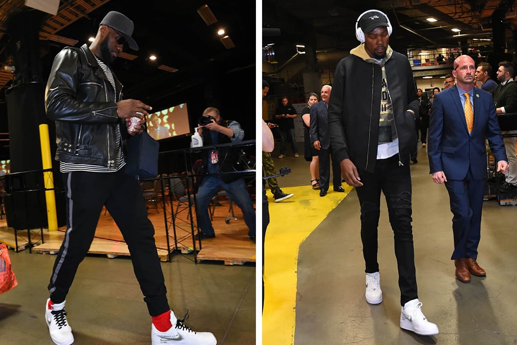 LeBron James Wears OFF-WHITE Nike Air Force 1 Kevin Durant