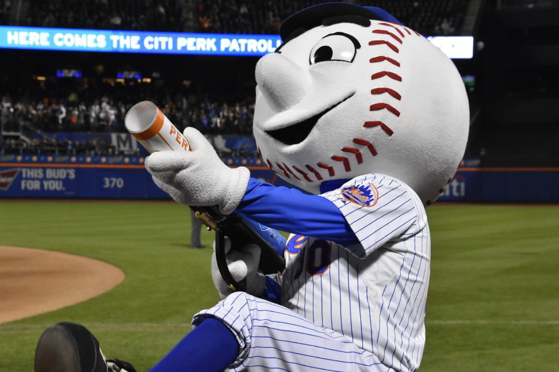 Mr. Met New York Mets MLB Baseball Mascots mlb major league baseball citi field stadium dugout