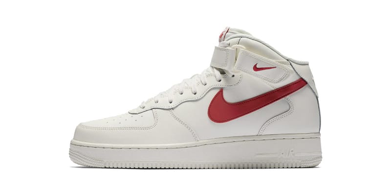 red and white mid air force ones