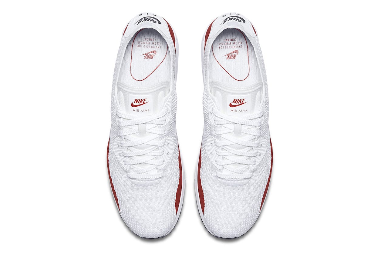 air max 90 flyknit white red