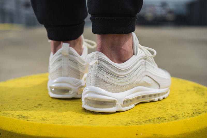 Nike Air Max 97 White Snakeskin On Feet