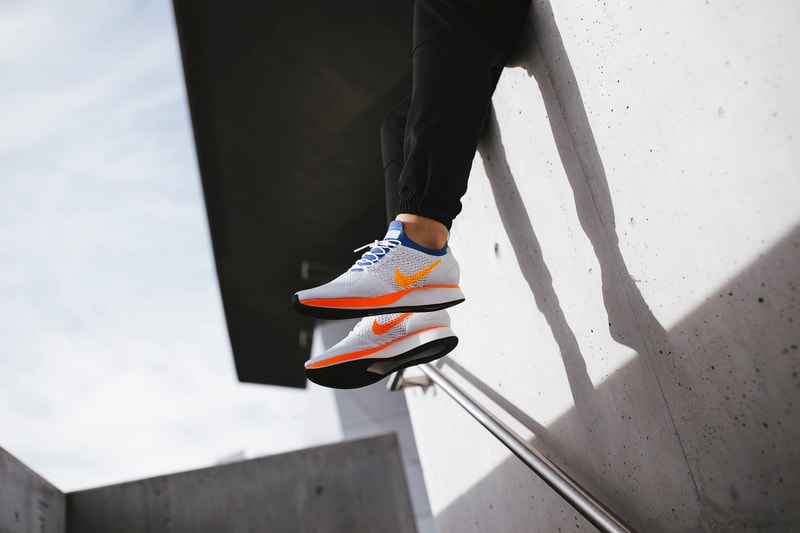 Nike Air Zoom Mariah Flyknit Racer White Hyper Crimson On Feet