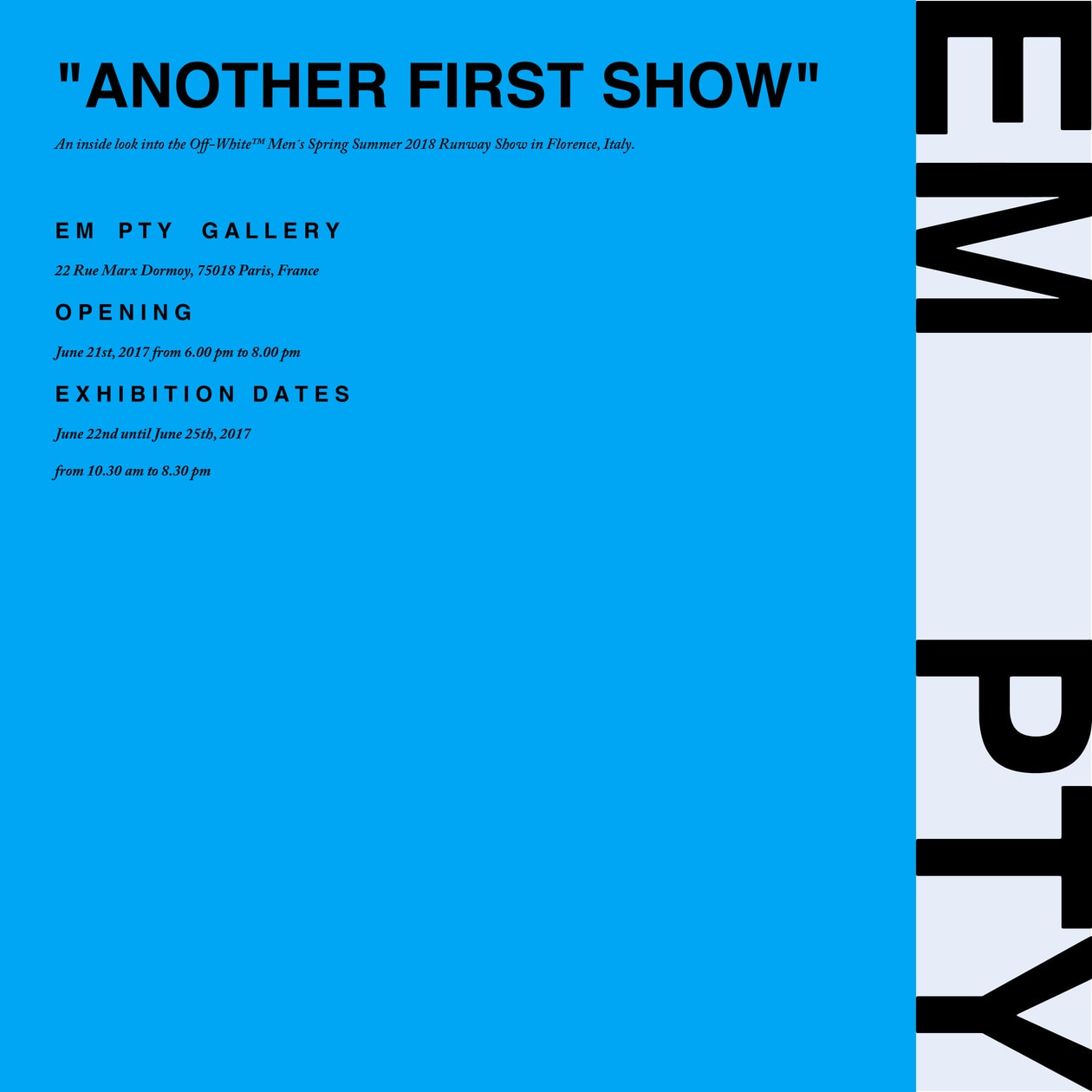 OFF-WHITE c/o VIRGIL ABLOH™ "Off-Court" Sneakers EM  PTY GALLERY ANOTHER FIRST SHOW Fashion Sneakers Paris France