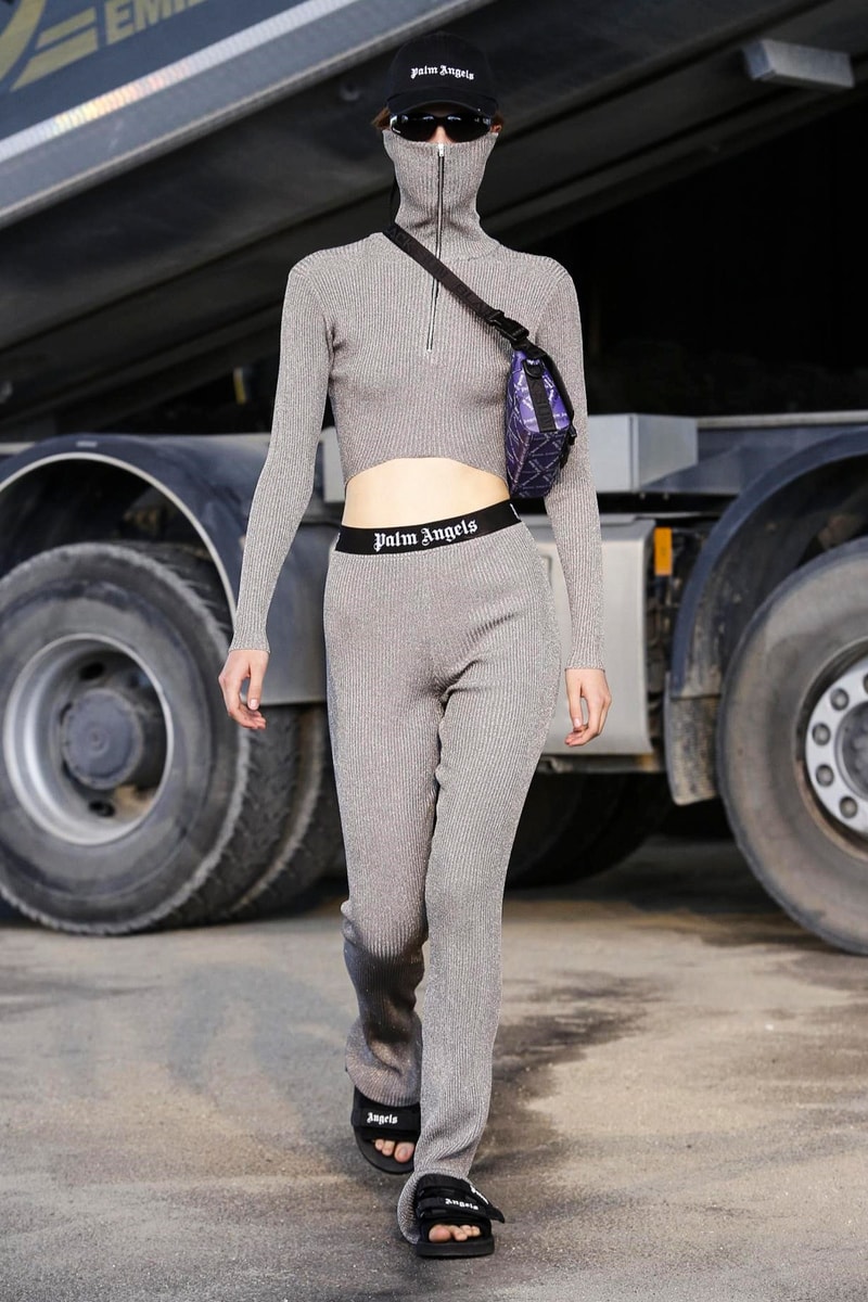 Palm Angels Cropped top in gray/ dark blue