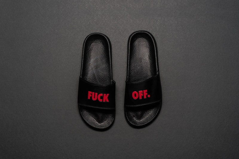 Raised By Wolves Fuck Off Slides Red Black Blue