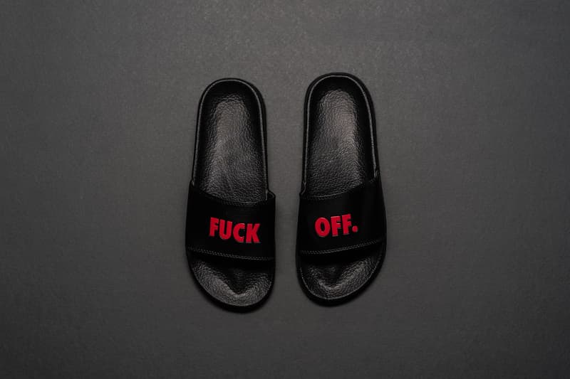Raised By Wolves Fuck Off Slides Red Black Blue
