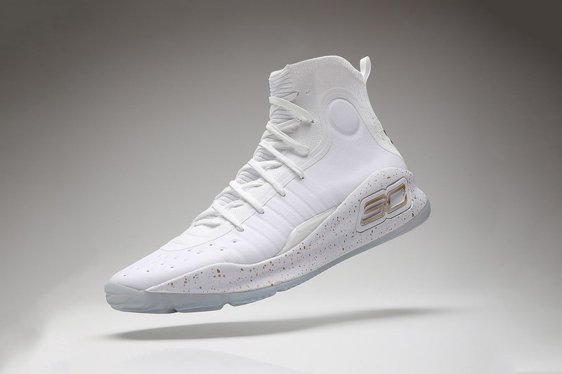 Under Armour Curry 4 Closer Look White Gold Golden State Warriors Basketball NBA