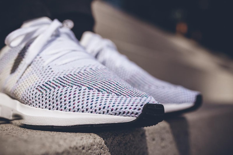 adidas Swift Run Primeknit On Feet Core Black Grey Five One White Sneakers Shoes Footwear 2017 July multicolor
