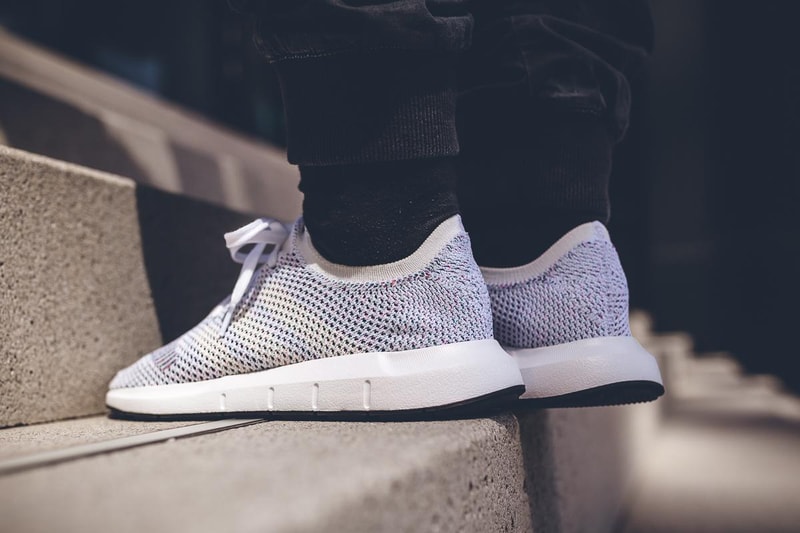 adidas Swift Run Primeknit On Feet Core Black Grey Five One White Sneakers Shoes Footwear 2017 July multicolor