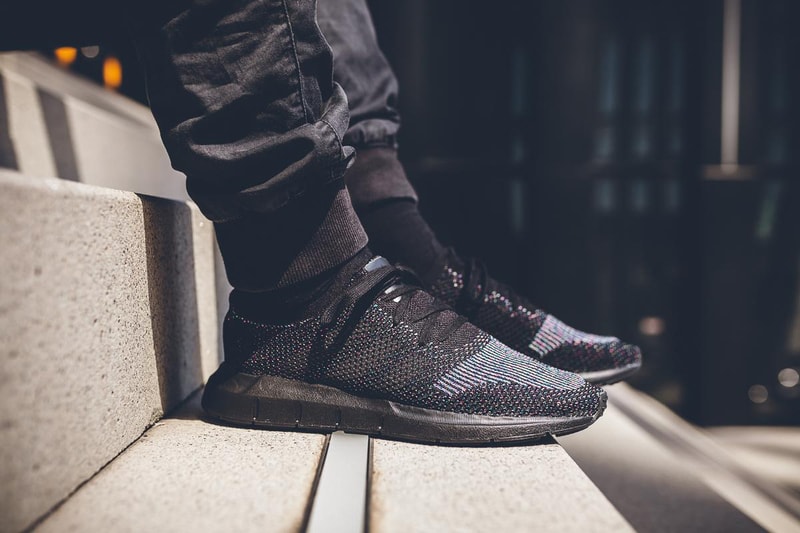 adidas Swift Run Primeknit On Feet Core Black Grey Five One White Sneakers Shoes Footwear 2017 July multicolor