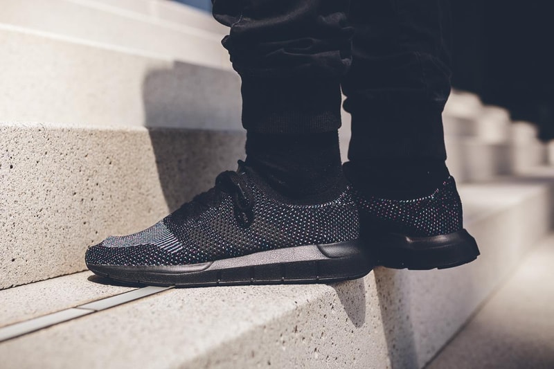 adidas Swift Run Primeknit On Feet Core Black Grey Five One White Sneakers Shoes Footwear 2017 July multicolor