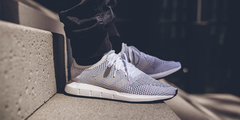 Adidas swift run primeknit white & grey shoes Clearance