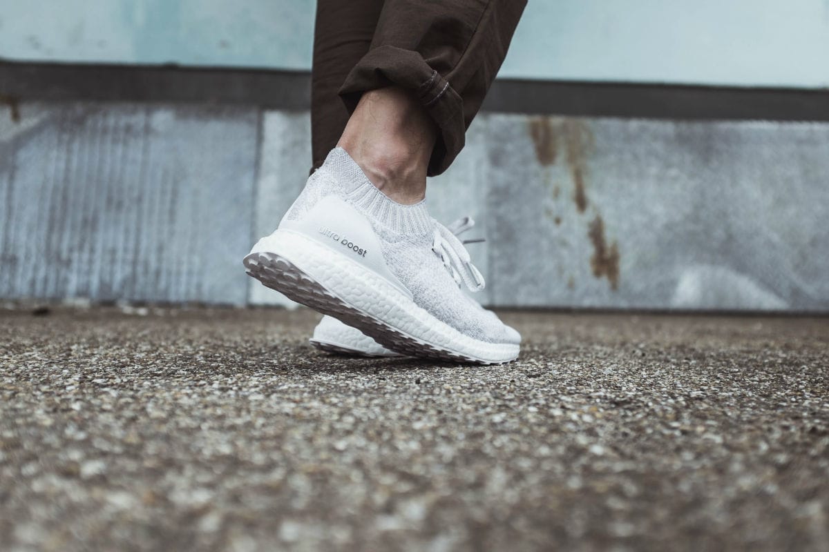 uncaged ultra boost white on feet