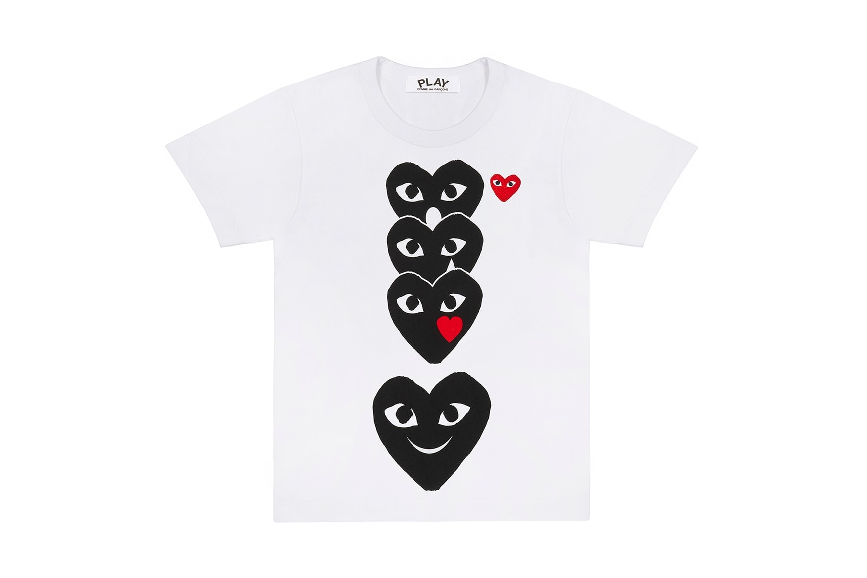 COMME des GARÇONS PLAY Emoji Play T-Shirt Hearth With Eyes Red Black White