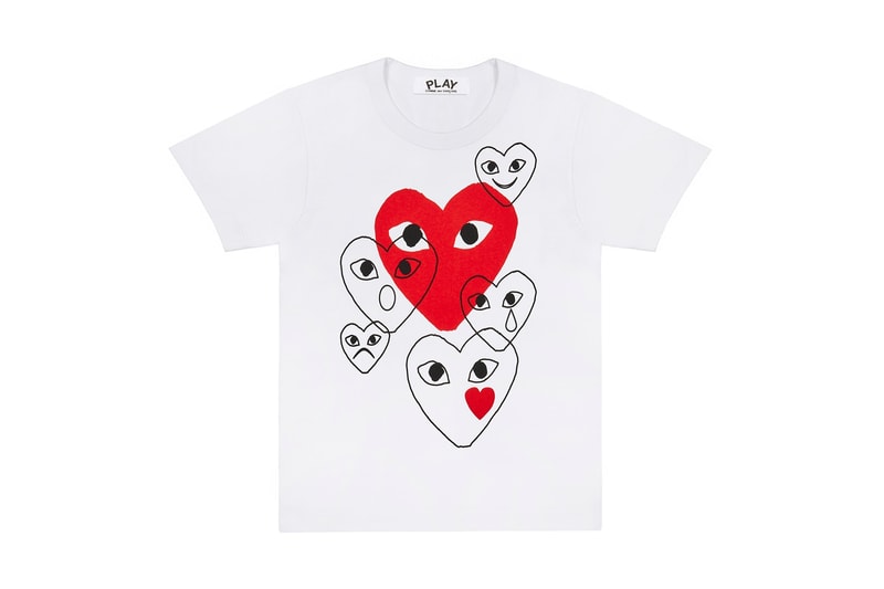 COMME des GARÇONS PLAY Emoji Play T-Shirt Hearth With Eyes Red Black White
